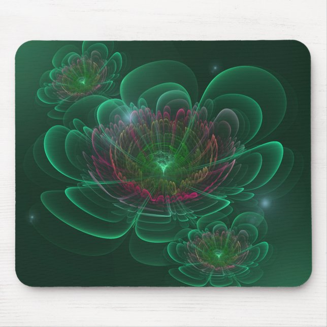 Green Turquoise Corolla Flower Mouse Pad (Front)