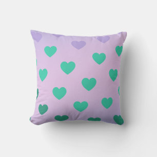 Green Turquoise Cosy Modern Romantic Chic Heart Cushion