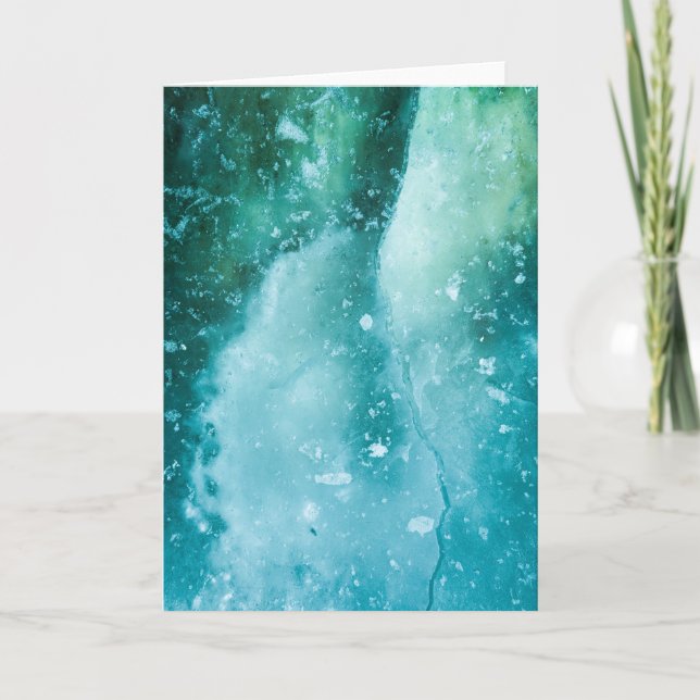 Green Turquoise Ice Art Photo Card (Front)