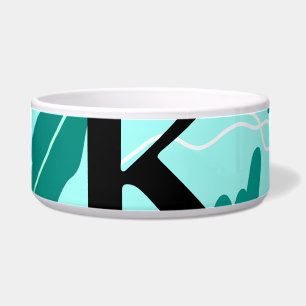 Green turquoise leaves floral pattern add monogram
