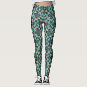 Green-turquoise ornament leggings