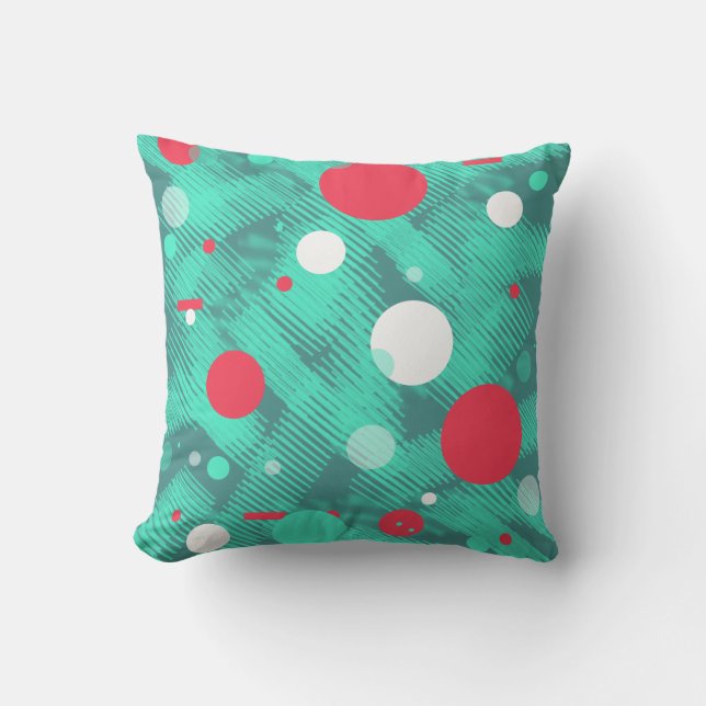 Green / Turquoise Print Throw Pillow (Front)