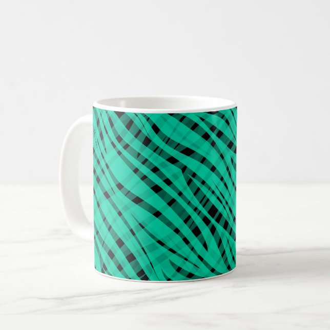 Green turquoise tiger abstract print coffee mug (Front Left)
