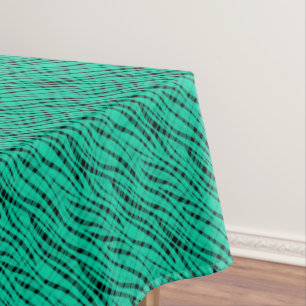 Green turquoise tiger abstract print tablecloth