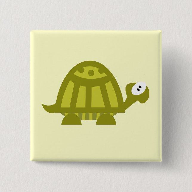 Green Turtle 15 Cm Square Badge (Front)