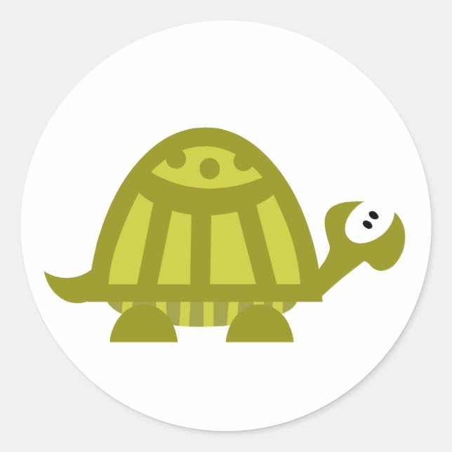 Green Turtle Classic Round Sticker (Front)