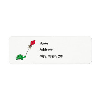 Green Turtle Flying Red Kite Address Labels