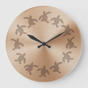 Green Turtle Hatchling Metal Pattern Wall Clock