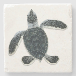 Green Turtle Hatchling Stone Coaster