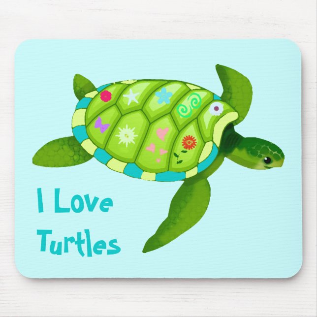 Green Turtle Mouse Pad (Front)