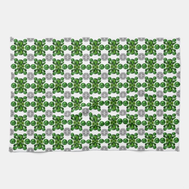 Green Turtle Pattern Tea Towel (Horizontal)