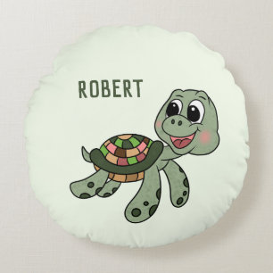 Green turtle round cushion