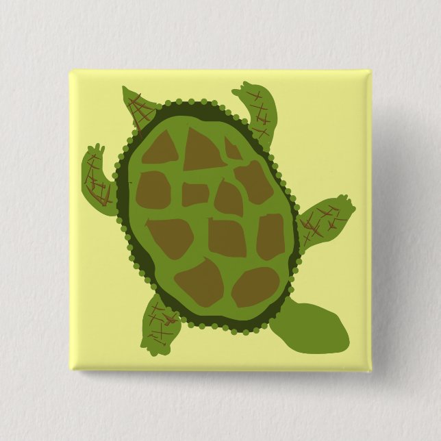 Green Turtle Tshirts and Gifts 15 Cm Square Badge (Front)