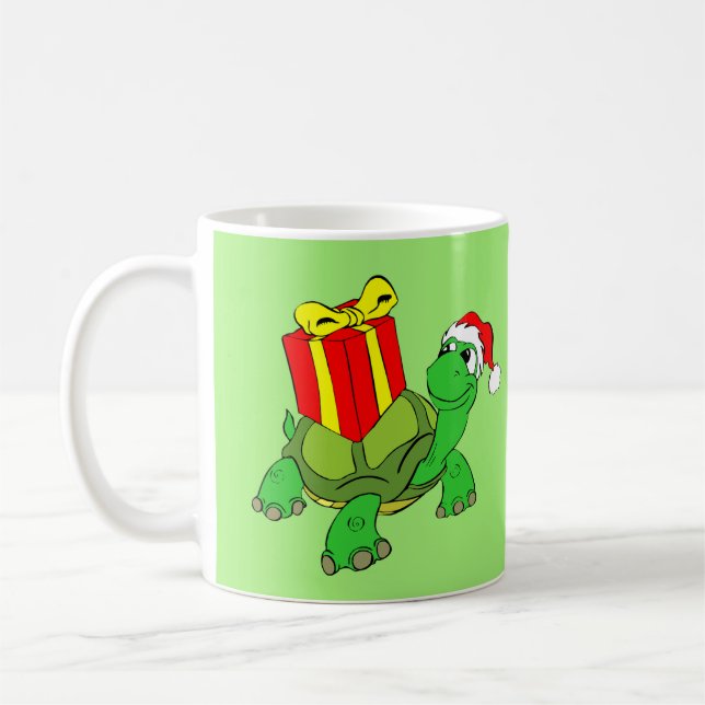Green Turtle w/Christmas Gift Classic Mug (Left)