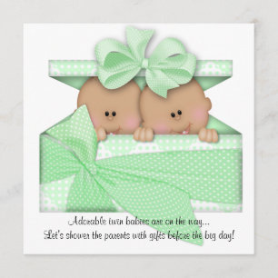 Green TWIN Baby Shower Invitation African American