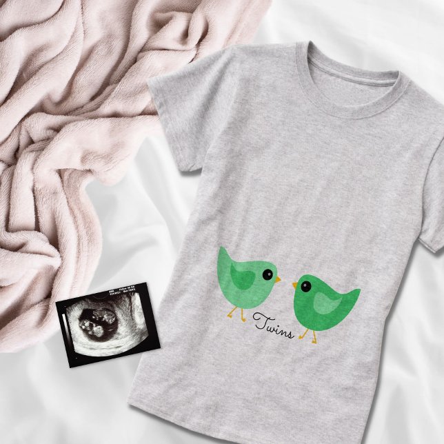 Green Twin Birds Maternity shirt (Creator Uploaded)