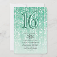 Green Twinkle Lights Foil Balloon 16th Birthday