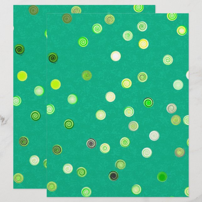 Green Twisty Polka Dot Spiral 2-Sided Scrap Paper (Front/Back)