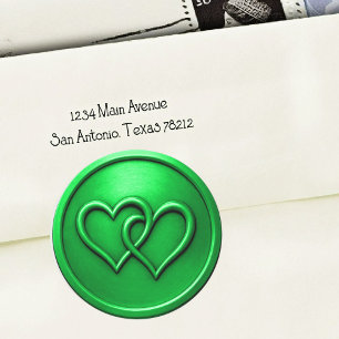 Green Two Hearts Intertwined Wedding Classic Round Sticker