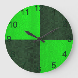 Green Two Toned Mosaic, Large Wall Clock