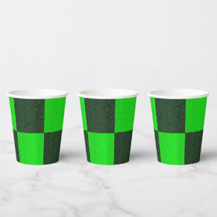 Green Two Toned Mosaic Squares, Paper Cups