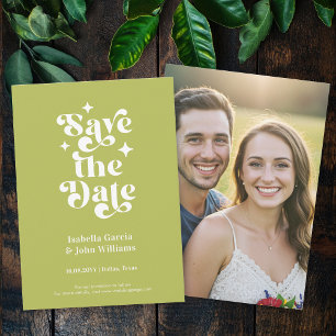 Green Typography Photo Save The Date Announcement