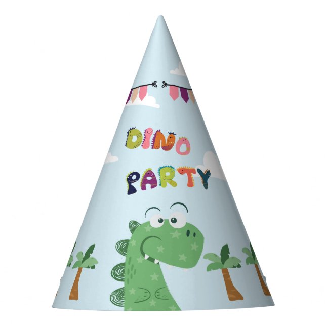 Green tyrannosaurus Rex/T-Rex birthday  Party Hat (Front)