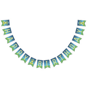 Green UFO Alien Happy Birthday Bunting