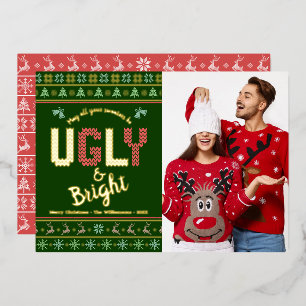 Green Ugly Sweater Christmas Photo Tacky Real Gold