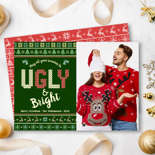 Green Ugly Sweater Christmas Photo Tacky Real Gold
