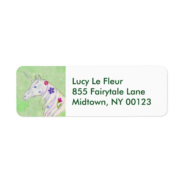 Green Unicorn address label (Front)