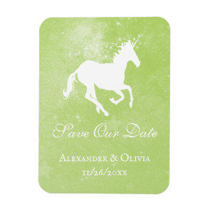 Green Unicorn Save The Date Magnet