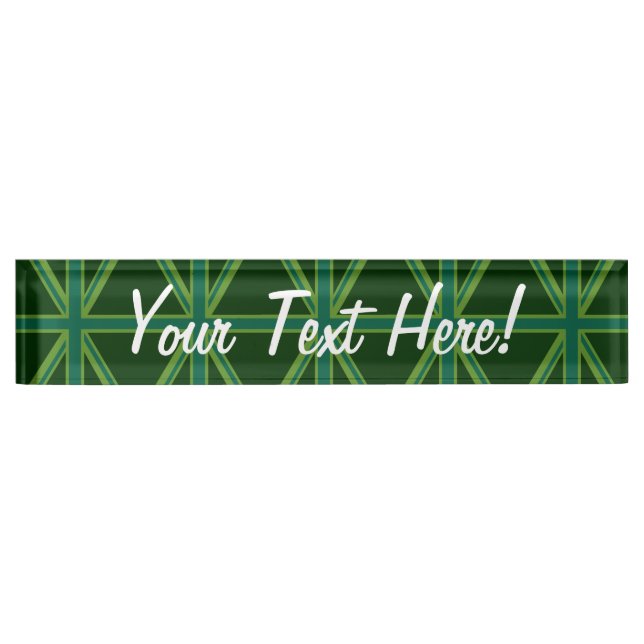 Green Union Jack Flag Decor Nameplate (Front)