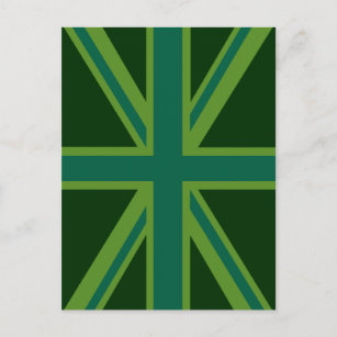 Green Union Jack Flag Decor Postcard