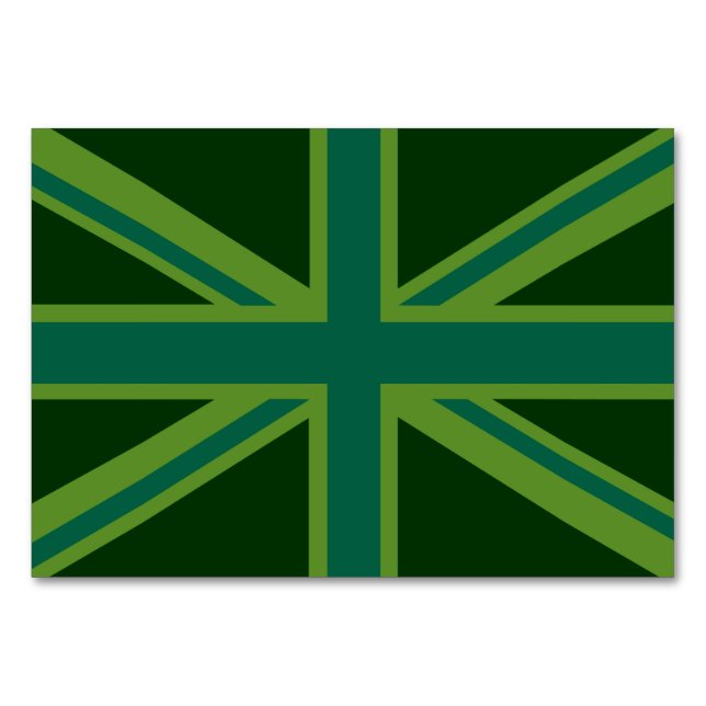 Green Union Jack Flag Decor Table Number (Front)