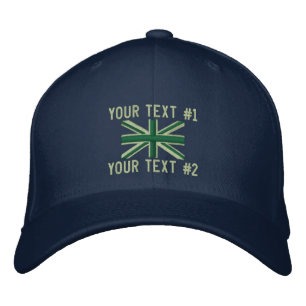 Green Union Jack Flag England Swag Embroidery Embroidered Hat