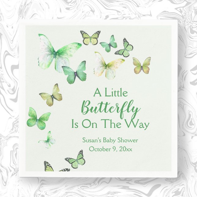 Green Unisex A Little Butterfly Baby Shower  Napkin (Creator Uploaded)
