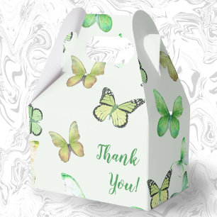 Green Unisex Butterfly Baby Shower Thank You Favour Box