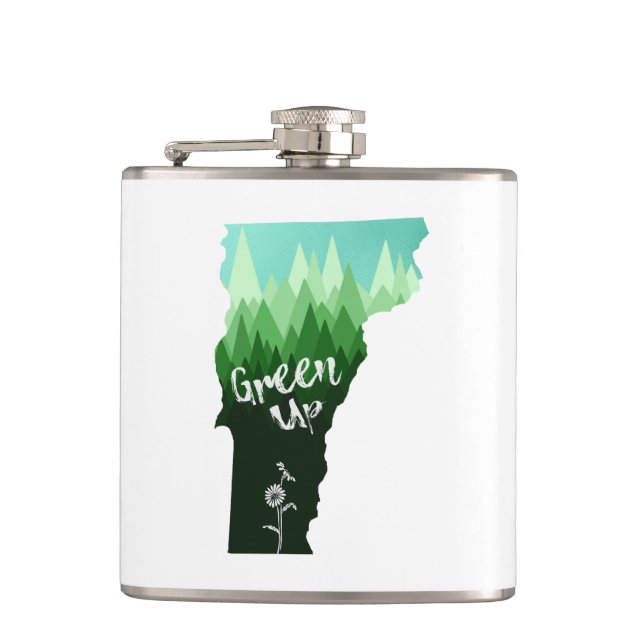 Green Up Vermont Hip Flask (Front)