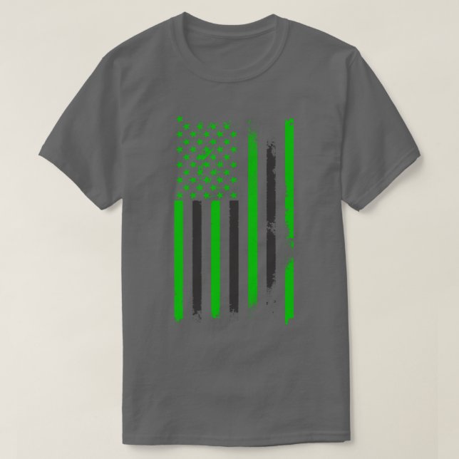 Green US Flag T-Shirt (Design Front)