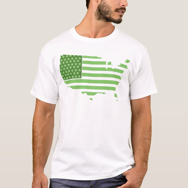 Green USA Flag T-Shirt (Front)