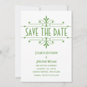Green v2 Fancy Ornamental Save the Date Invite
