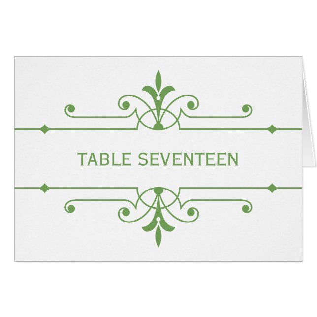 Green v2 Fancy Ornamental Table Number Card (Front Horizontal)