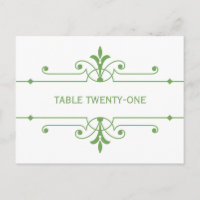Green v2 Fancy Ornamental Table Number Postcard