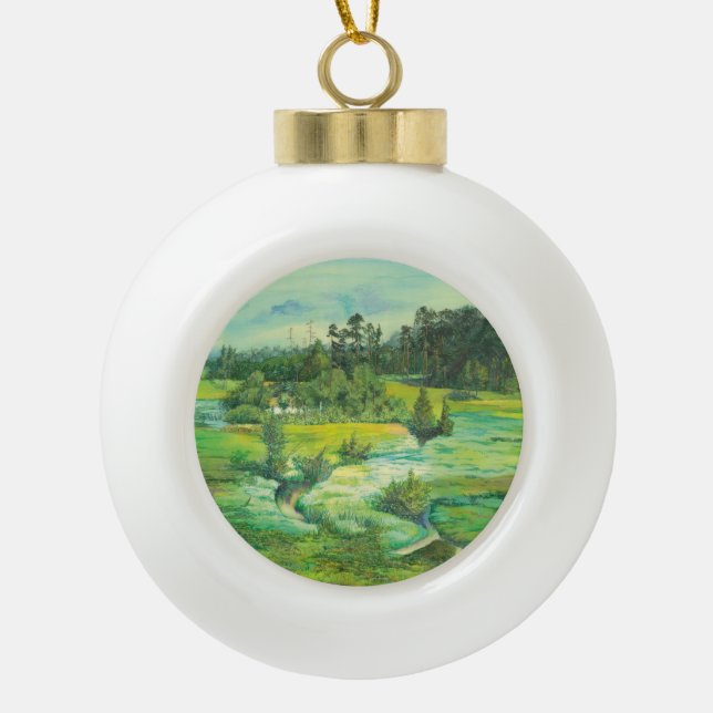 green valley ceramic ball christmas ornament (Front)