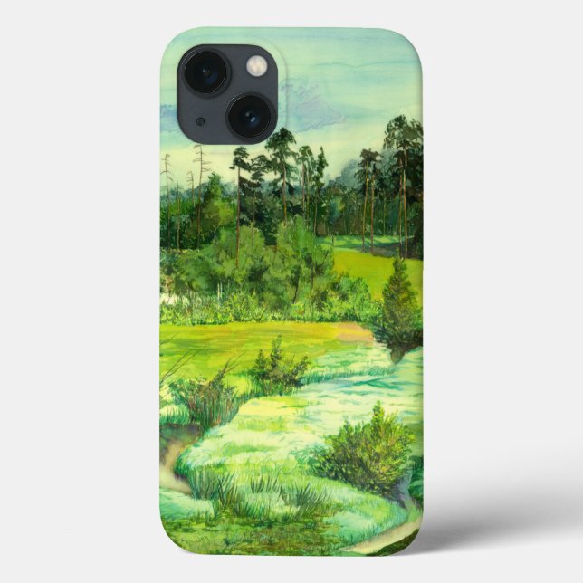 green valley painting Watercolor Case-Mate iPhone Case (Back)