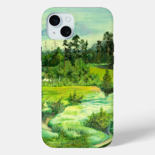 green valley painting Watercolor iPhone 15 Mini Case