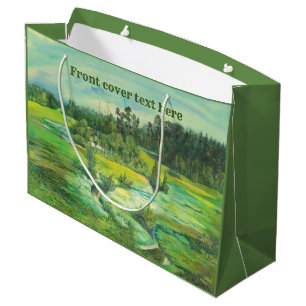 green valley painting Watercolor Large Gift Bag