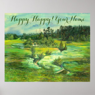 green valley painting Watercolor Poster