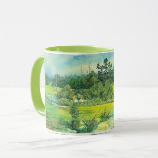 green valley Watercolor Mug (Front Left)